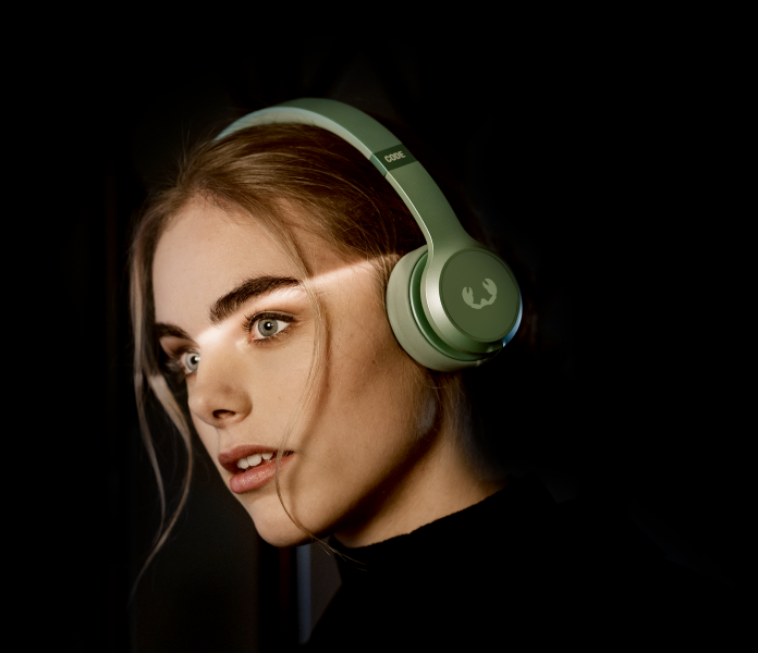 Woman wearing Fresh 'n Rebel headphones